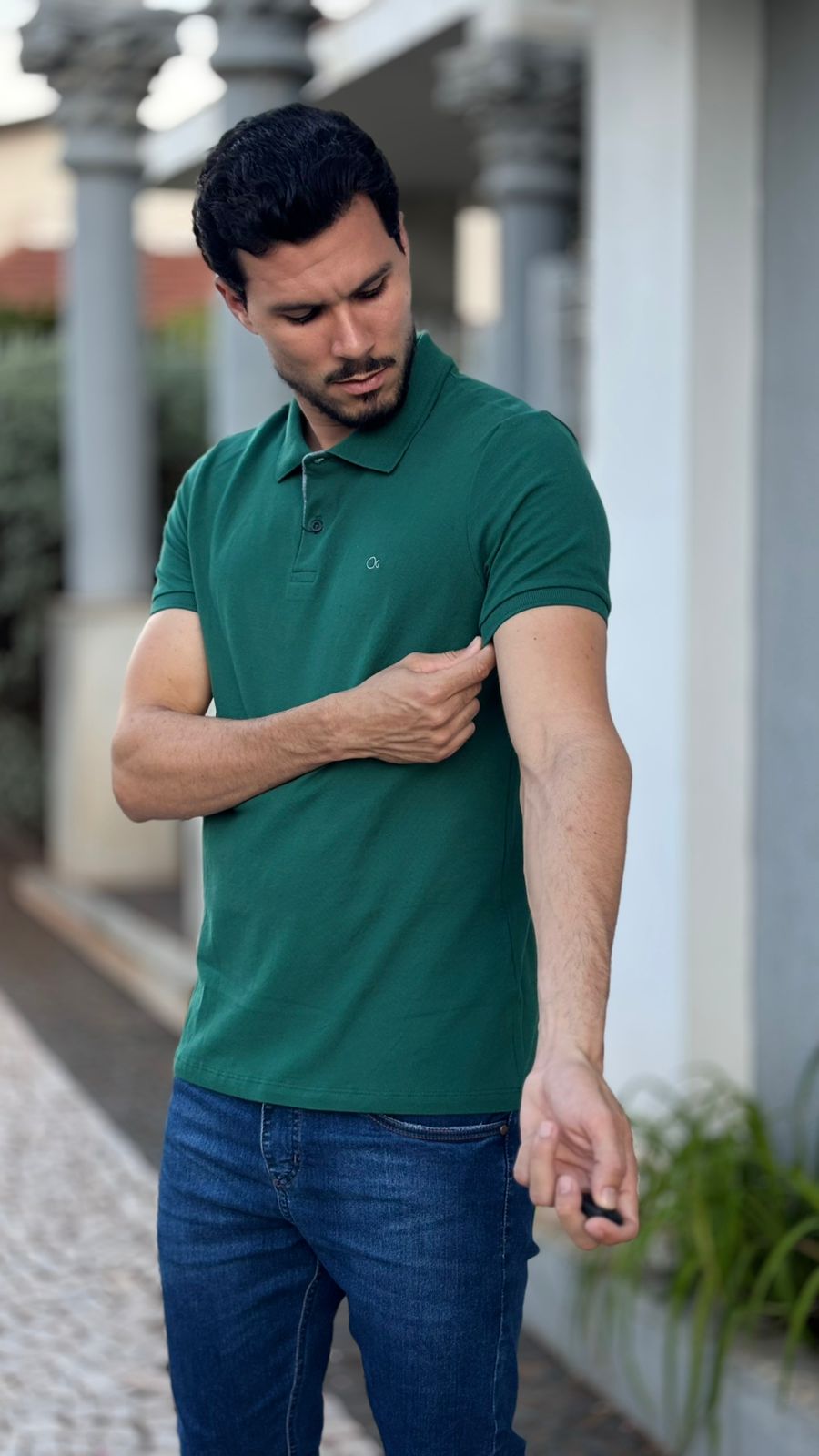 CAMISA POLO SLIM VERDE MILITAR
